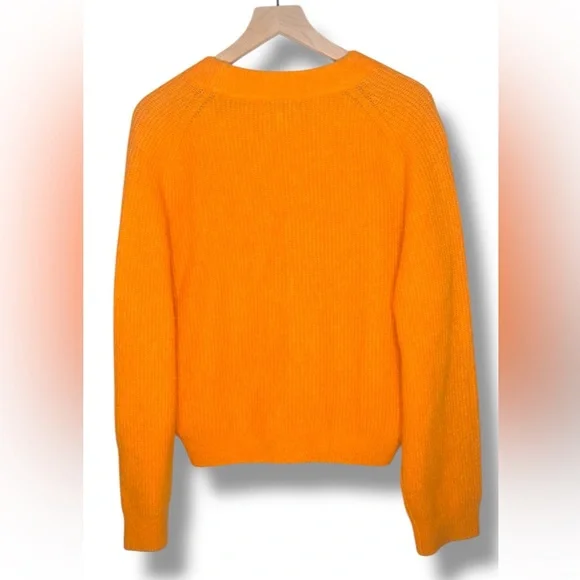 GANNI Soft Alpaca/Wool Knit Orange Cardigan Jewel Buttons Size XL - Picture 3 of 10